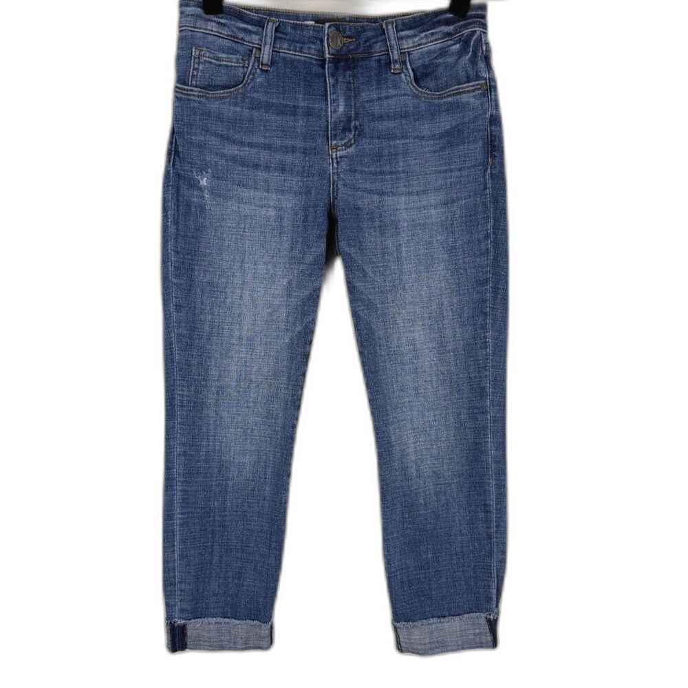 KUT From The Kloth Amy Crop Straight Leg Jeans Womens 4 Distressed